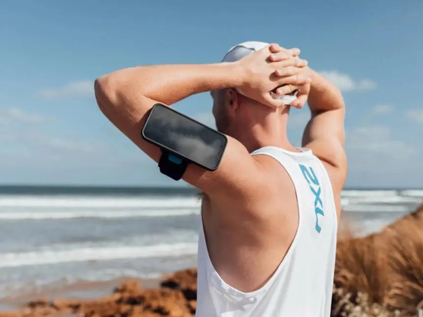 Brazalete deportivo con bloqueo cuádruple para correr, banda para el brazo, soporte Universal para teléfono al aire libre