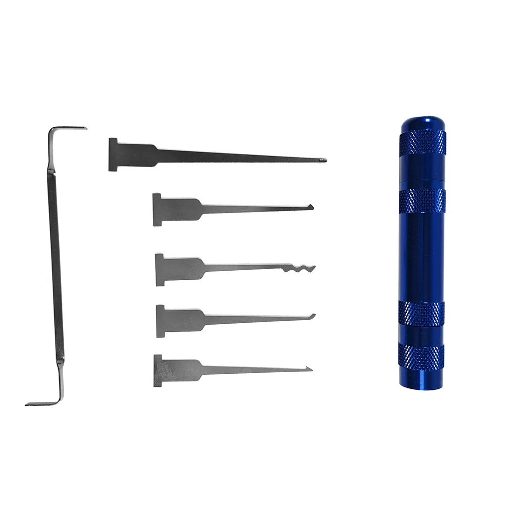 

7 Pieces Civil Stainless steel Locksmith Tool With Set LED double light for Locksmith Supplies