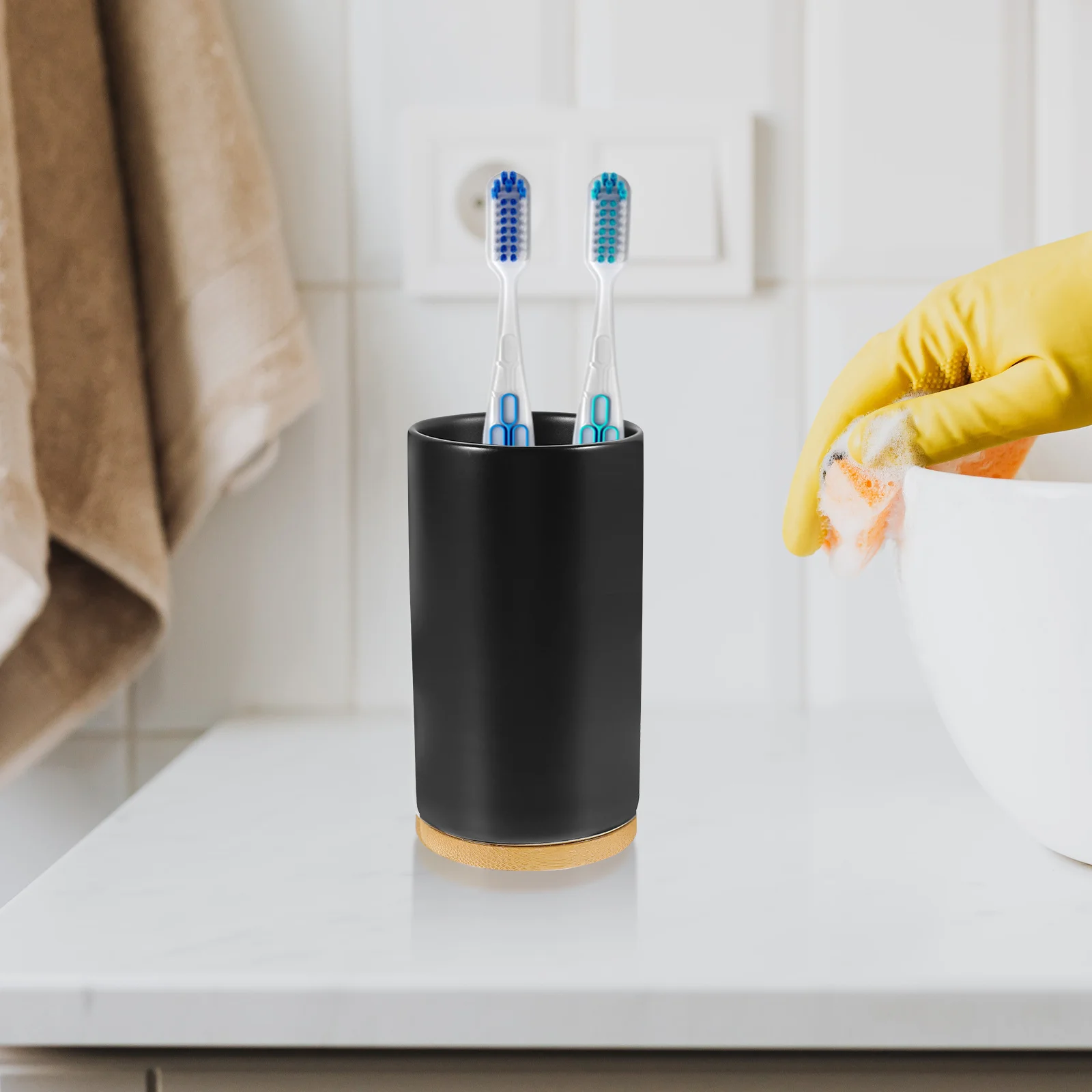 

Multipurpose Ceramic Tumbler Cup Toothbrush Holder Bathroom Storage Mugs for Toothpaste Water Coffee Milk Juice Soda