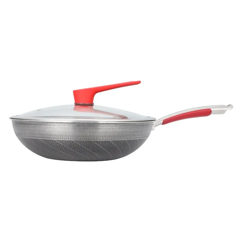 HYS pure titanium composite multi-layer bottom non-stick pan wear-resistant multi-stove suitable for wok smoke-free wholesale 5