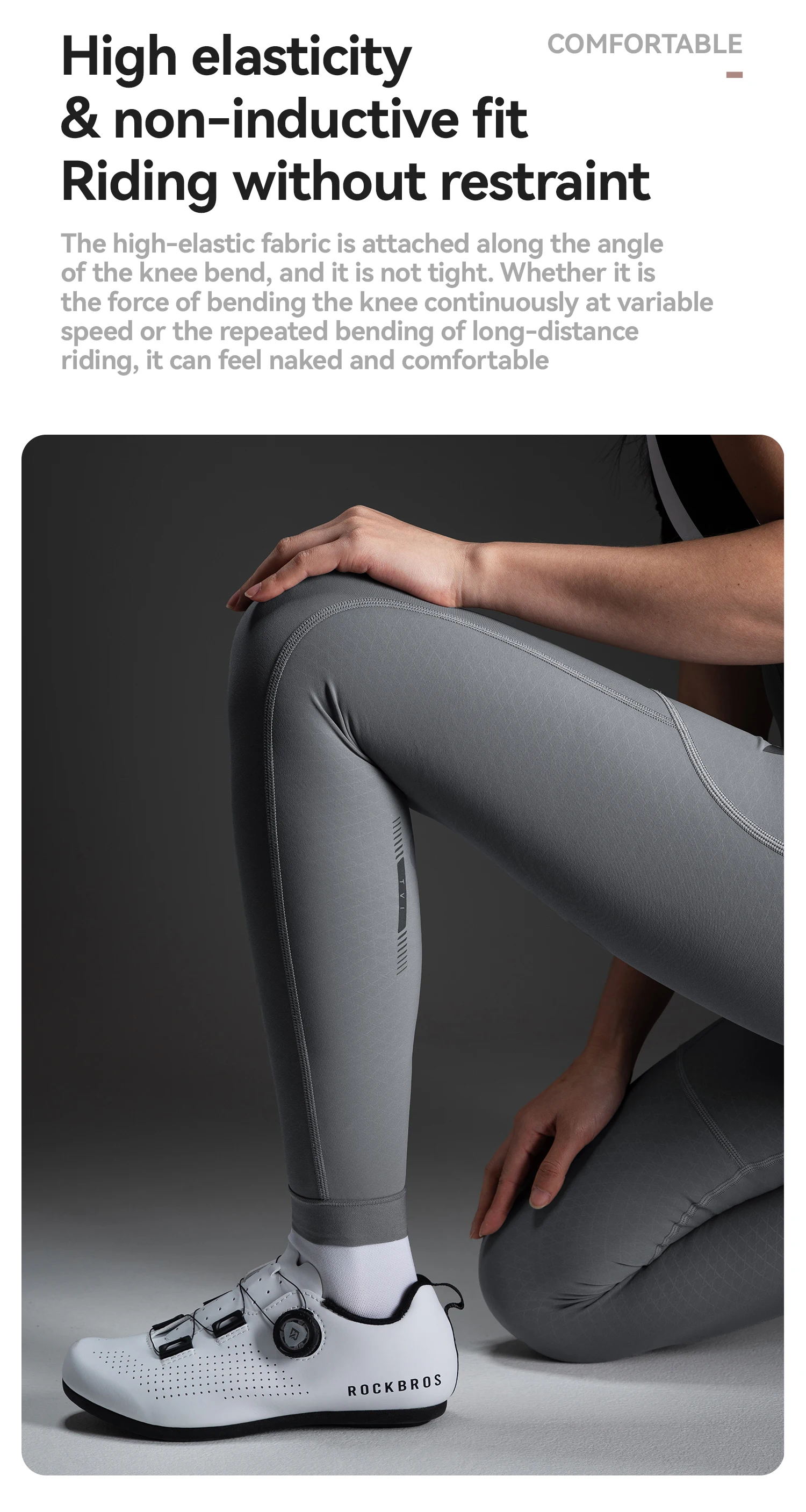 ROCKBROS TVI Damen Fleece-Radtrikot-Latzhose, lange Thermo-Winddichte Radhose, elastische Radtrikot-Latzhose mit Taschen – Detail 13