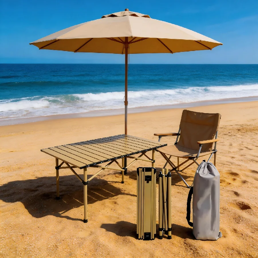 Wholesale Small Carbon Steel Folding Table Outdoor Portable Camping Metal Rolling Table