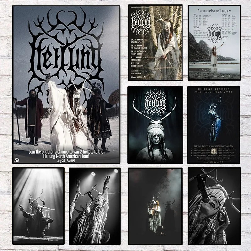 Maria Franz Heilung Folk Band Poster Black and White Exotic Ancient Musical Canvas Painting Wall Art for Living Room Home Decor