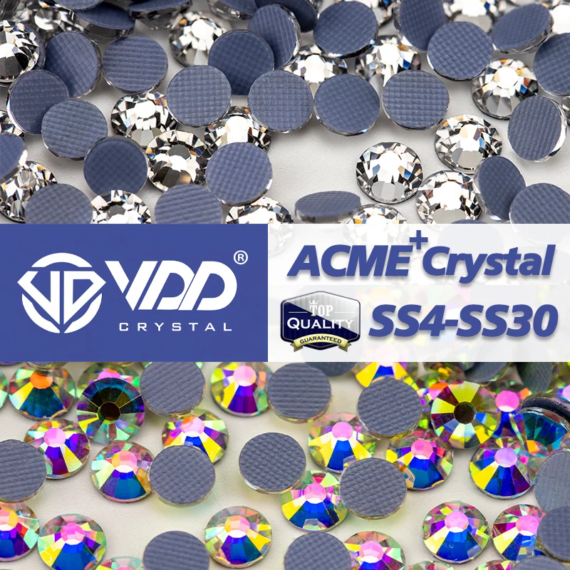 VDD AAAAA Top Quality Glass Hotfix Rhinestones Clear Crystal AB Flatback Iron On Glitter Strass Stones Fabric Clothes Decoration