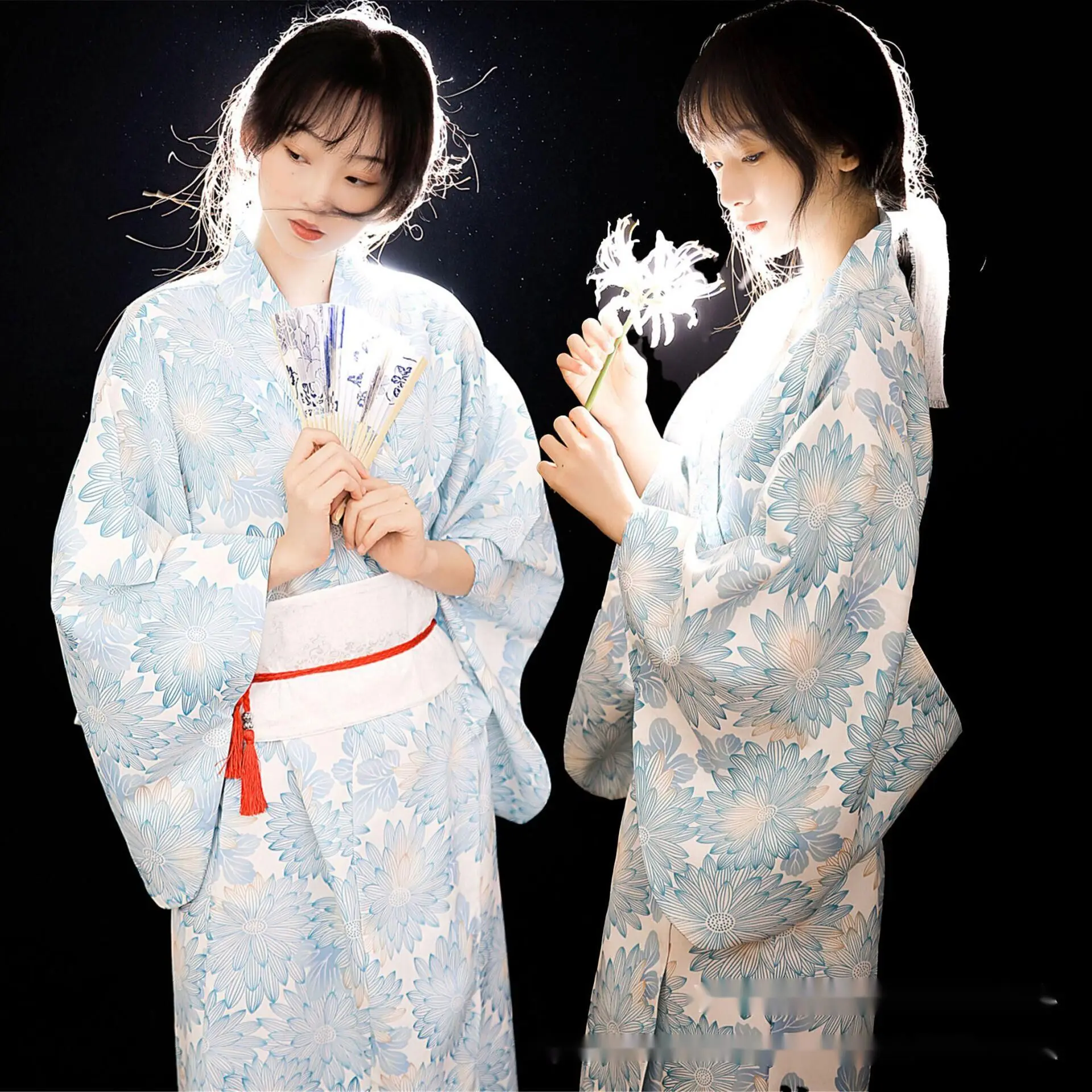 

Divine girl kimono, female photo taking costume, traditional dress, improved dress, Japanese camellia kimono