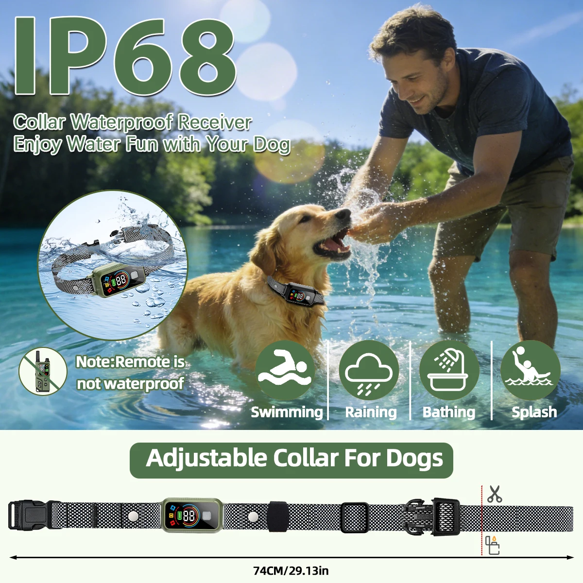 ORCLEAB X800 Dog Training Collar Waterproof IP68 Dog Bark Collar Pet With Remote Control Rechargeable For All Size Dogs - view 3