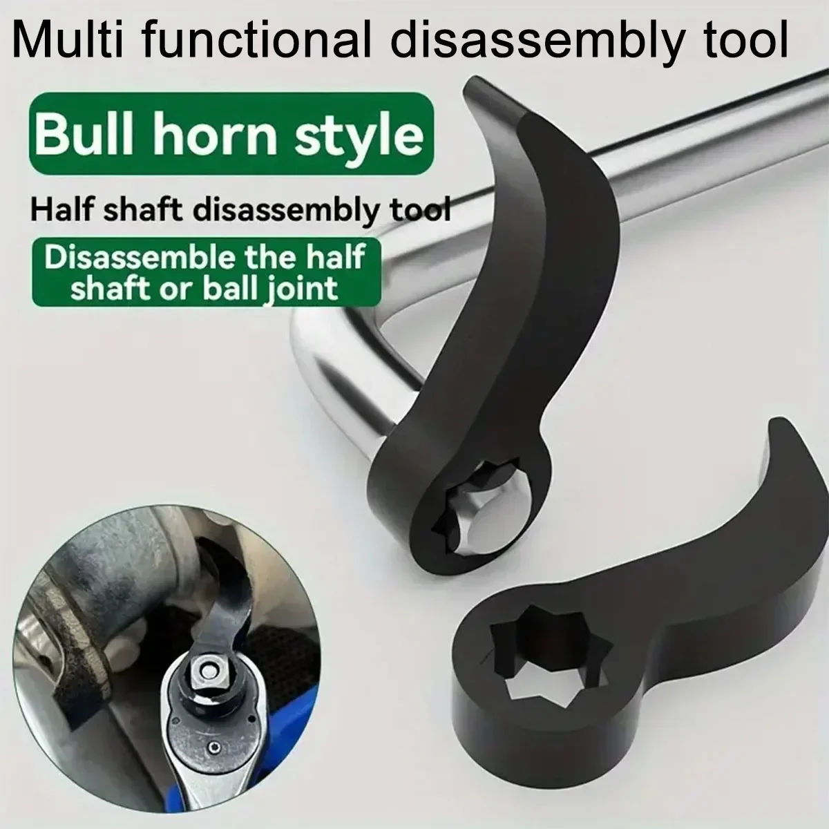 Angle Type Half Axle Disassembly Tool,Drive Pry Bar Adapter Used for Open-end Wrenches,Disassembling Axles Repair Tool
