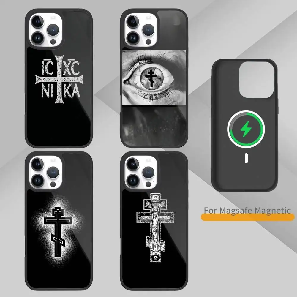 

O-Orthdox C-Cross Icon Phone Case For iPhone 17,16,15,14,13,Pro,Max,Plus,Magnetic For Magsafe Wireless Charging