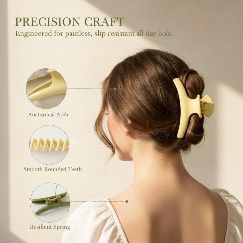 French Hollow Jelly Green Geometric Ellipse Arc Hair Clip For Woman Girl Hair Claw Retro Large Shark Clip Hair Accessories view 2
