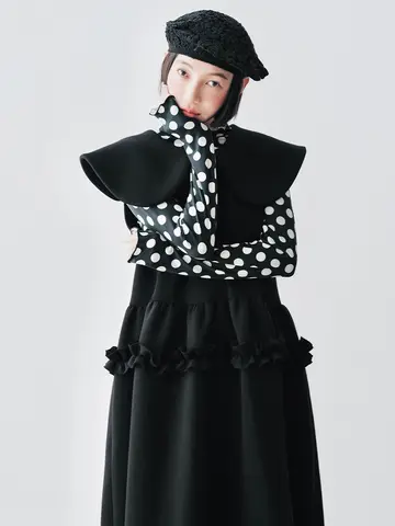 Imakokoni 일본 예술적인 폴드 루즈 민소매 라운드넥 원피스 244759, 블랙, 2024 가을