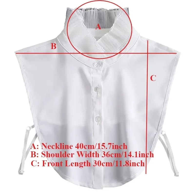 여성용 가짜 칼라 연꽃잎 모양 장식 탈부착 가능한 칼라 화이트 레이스 숄 스웨터 칼라