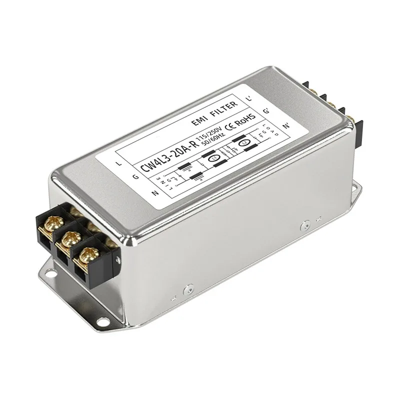 Einphasiger Wechselstromfilter Dreistufiger EMI-Filter 220-V-Klemmenblock CW4L3-3A/6A/10A/20A/30A-R Anti-Interferenz CW4L3-10A-R