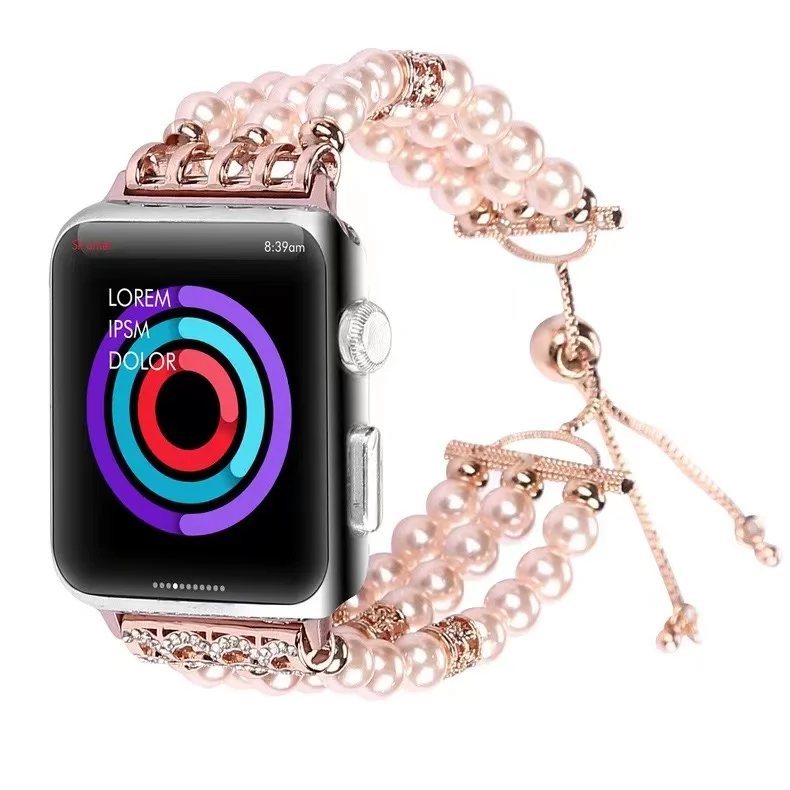 Jewelry Strap for Apple Watch Ultra/2 49mm 10 9 8 7 46mm 45mm 41mm Beaded Bracelet Wristband for 6 5 4 3 SE 44mm 42mm 40mm Band