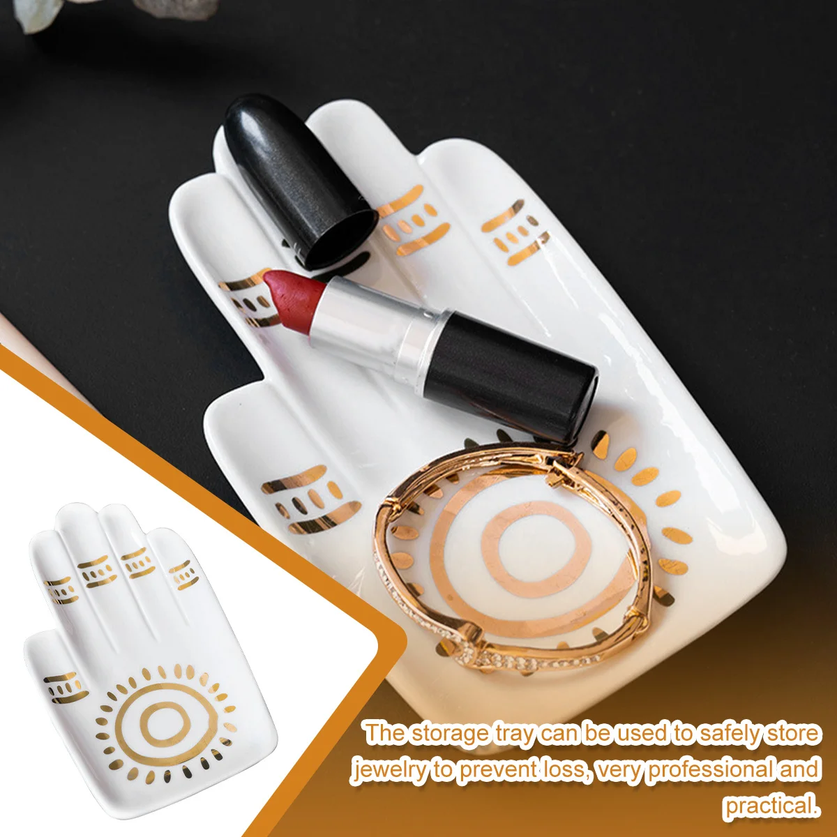 Creative Hand Shaped Jewelry Organizer Whiteware Tray Minimalist Design Safe Non-Slip Earring Necklace Bracelet Storage