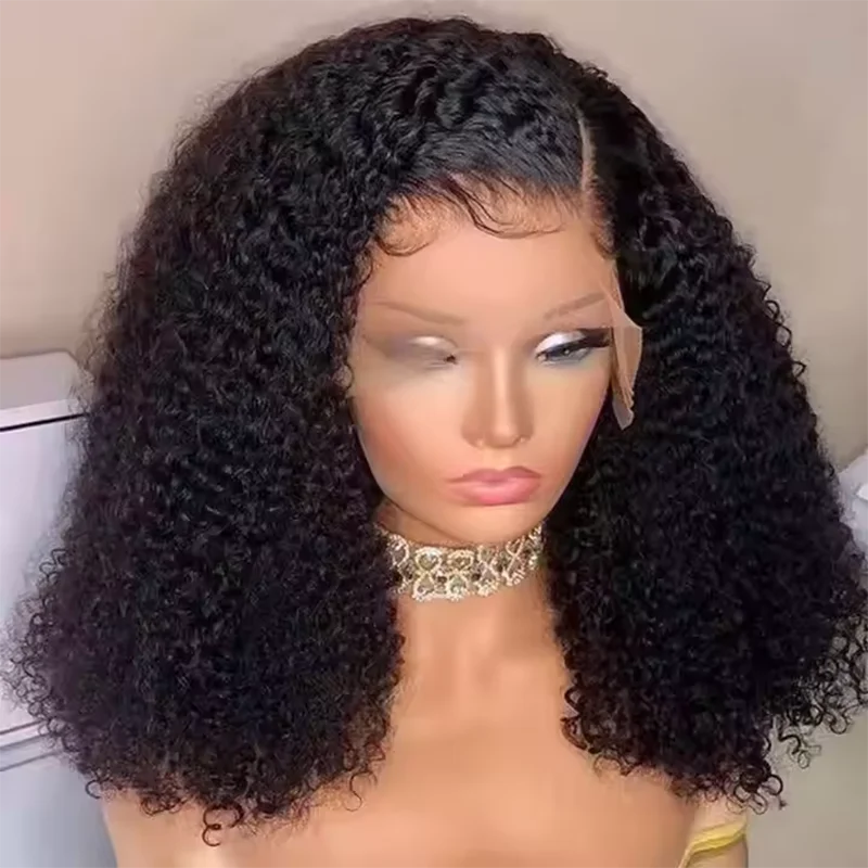 

250 Density Jerry Curly Short Pixie Cut Bob Wigs Human Hair Natural Black 13x4 Short Bob Wig Brazilian Deep Curly Wigs For Women