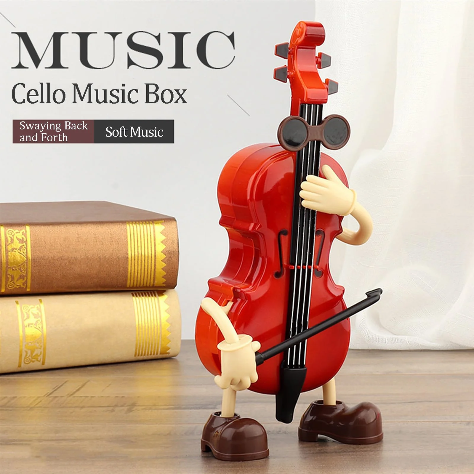 Caja de música para violín, columpio automático, caja de música para violín, adorno decorativo de escritorio, caja de música para niña, regalo de cumpleaños