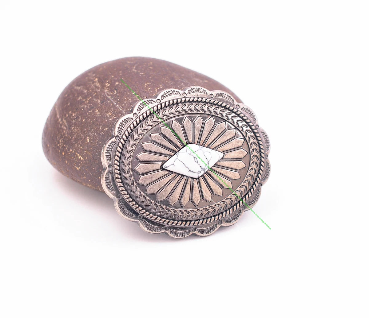 Dw2336 6pcs antikes Silber indische ethnische Sonnenblume Türkis Western Concho Gürtel Leder handwerk Handtasche oval Concho Knopf Dekor – Detail 5