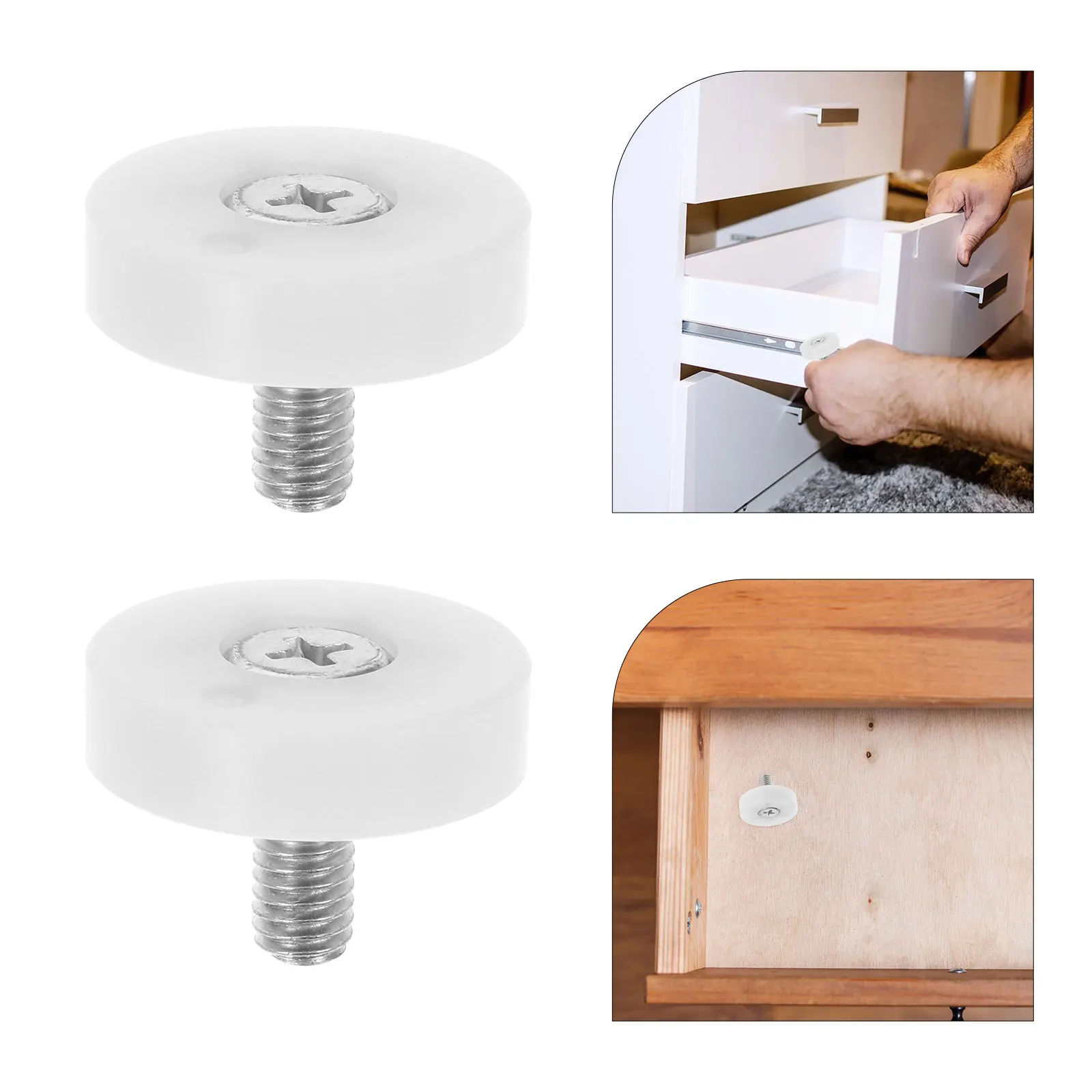 

10Pcs M6 Small Pulley 25mm White Nylon Drawer Guide Wheels Replacement for Cabinets Furniture Smooth Sliding Long