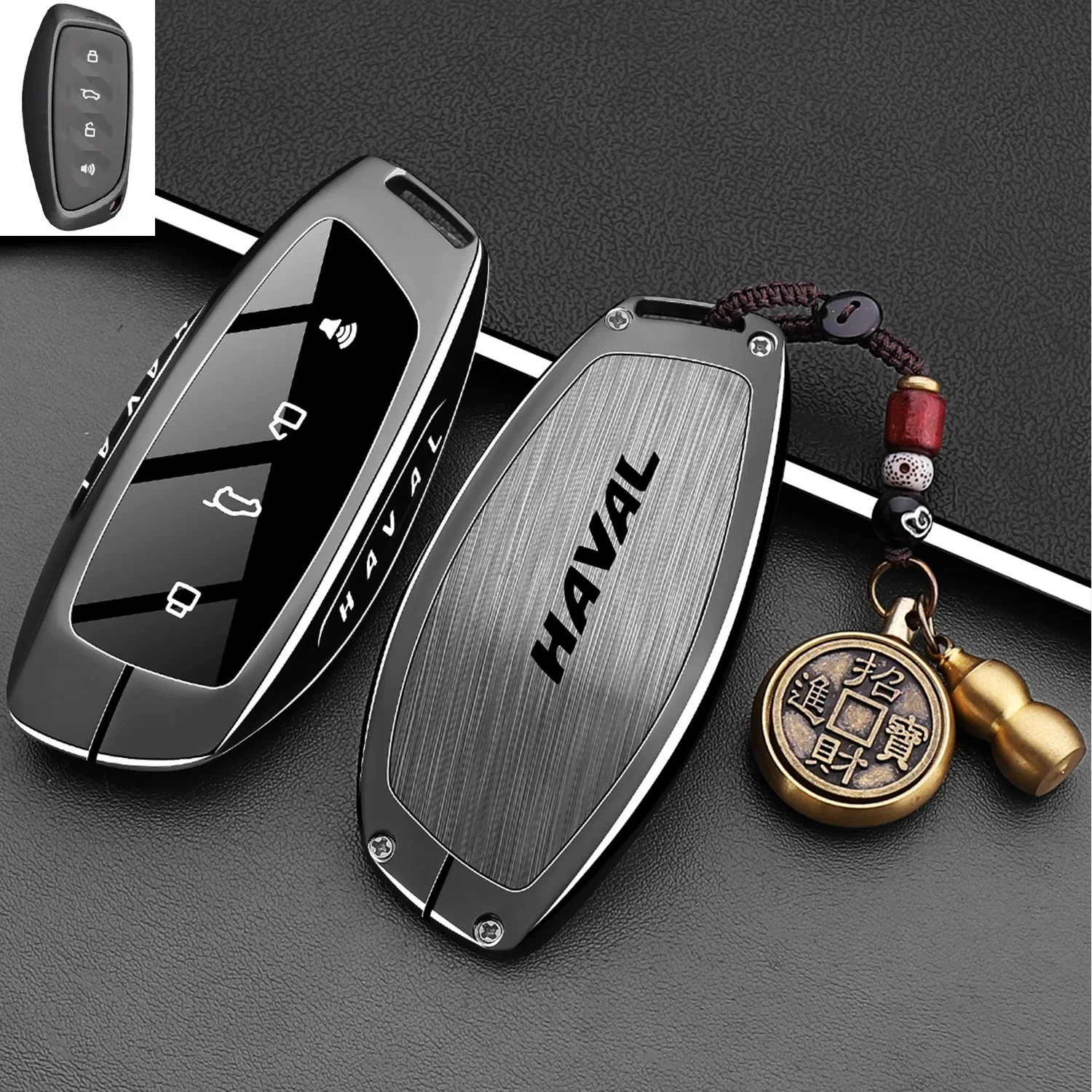 For 2026 Haval Raptor PHEV Fuel Version Key Case Cover, Zinc Alloy Metal Protective Car Key Fob Shell,Keychain Haval Accessories