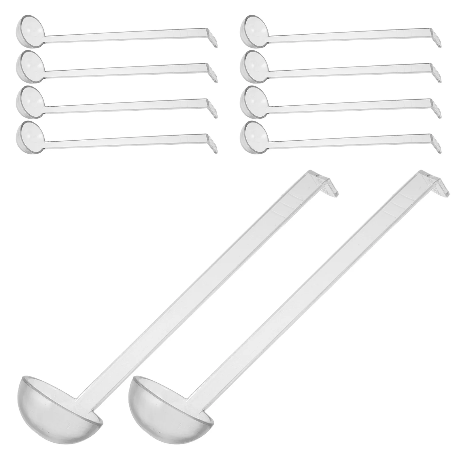 

10pcs Transparent Plastic Long Handle Ladle Spoon 12.97X2.36X1.18 Inch Clear Serving Utensil For Buffet Catering Kitchen