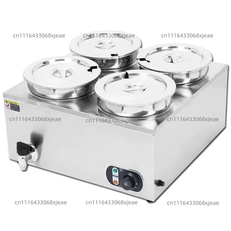 4 Round Pot Stainless Steel Commercial Bain Marie Electric Soup Warmer Adjustable Temp Food Heat Preservation Machine Customized