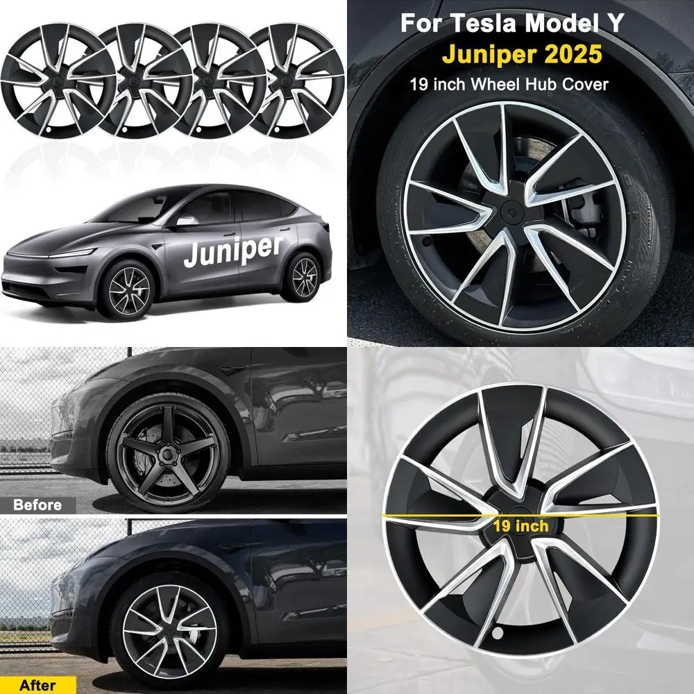 

Модернизированные чехлы на колеса Модель Y Juniper 2025 года для аксессуаров Tesla 2025 19-дюймовые защитные диски (набор из 4 шт.) с повышенной эластичностью)