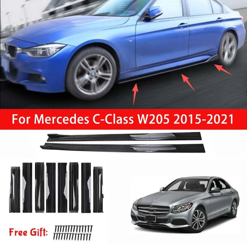 

For Mercedes C-Class W205 2015-2021 Side Skirt Extension Splitter Lip Racing Modified Side Spoiler