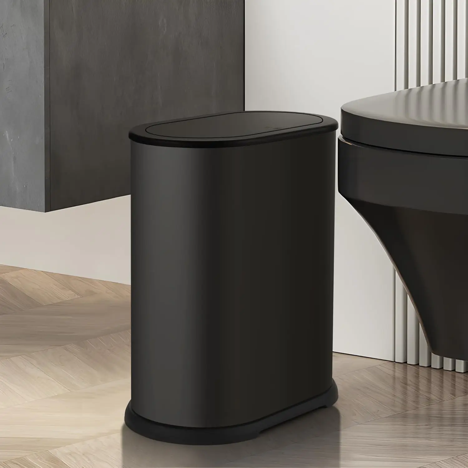 

1.8 Gallon Stainless Steel Trash Can with Pop Up Lid for Bathroom, Slim Wastebasket for Narrow Spaces