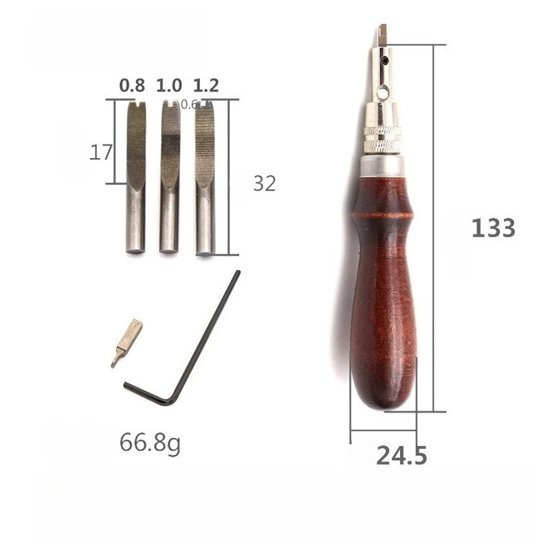 Picture 4: Handmade Multifunctional DIY Leather Slotter Tool Stainless Steel Cutter Material Edge Trimming Replaceable Cutter Head Tool