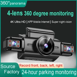 4K 4CH Hidden Dash Cam with APP Night Vision Motion Detection 24/7 Parking Monitor G-Sensor Loop Recording WDR Blackbox Car DVR