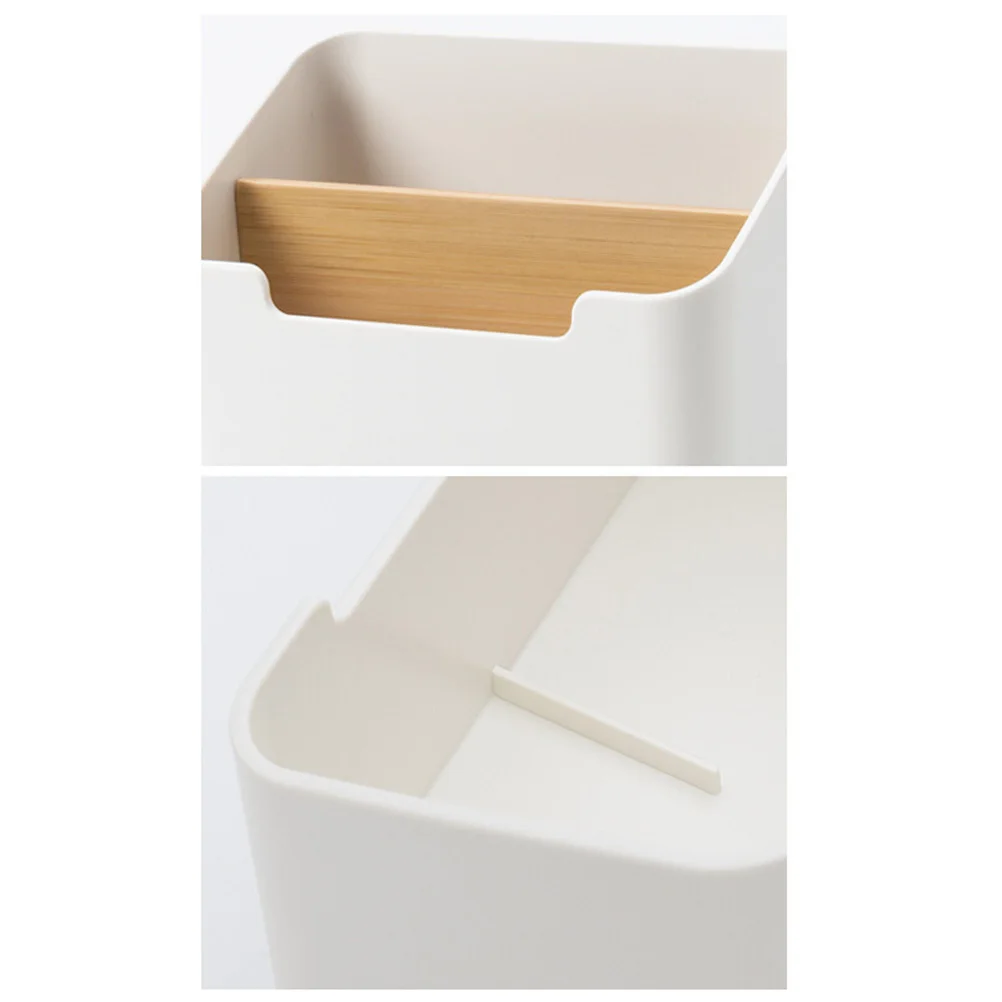 

Bamboo Table Storage Box 2 Compartments Desk Organizer Multi-Function Holder for Home Office Cosmetics Storage Boxes
