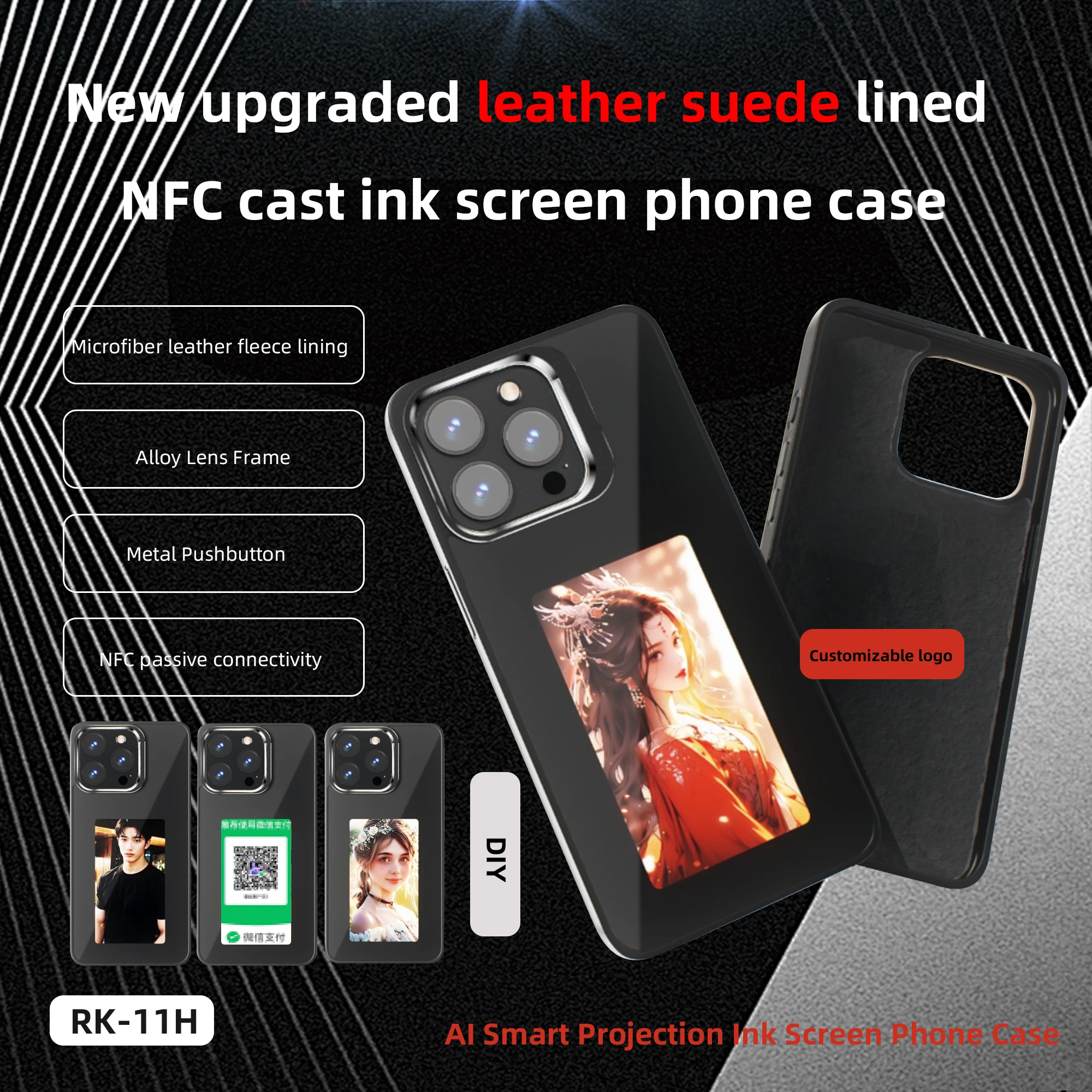 

DIY Screen AI Projection Photo Phone Case for iphone 15 16 14plus 13 Pro Max Smart NFC E-Ink Screen Photo Frame Case