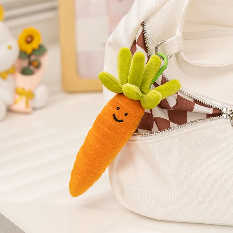 Vegetable Theme Hanging Ornaments Cute Onion Chili Carrots Mushrooms Soft Plush Toy Dolls Backpack Key Pendant Gifts For Girls