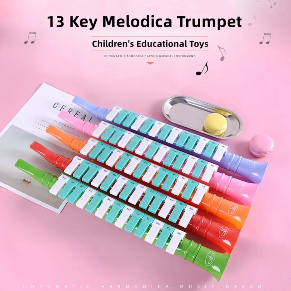 13 Keys Melodica Piano Keyboard Style Musical Instrument Harmonica Mouth Organ Mouthpiece Kids Educational Gift 440x50x40mm