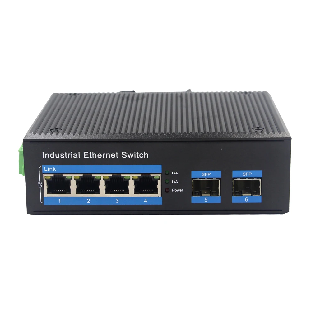 OEM Industrial SFP POE Switch Gigabit 2 SFP 4 POE RJ45 Optical Media Converter Industrial POE SFP Converter