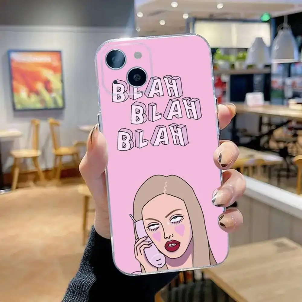 Casing Ponsel Kiss M-Mean Girls untuk iPhone 16,15,14,13,12,11 Pro,Max,Plus,X,XS,XR,SE,Mini Silikon Transparan Lembut