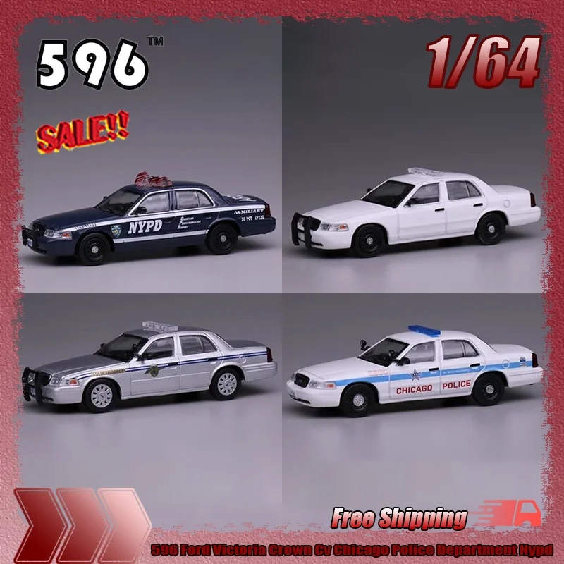 

596 1:64 Ford Victoria Crown Cv Chicago Police Department Nypd Simulation Alloy Miniature Die-Cast Car Model Children'S Toy Gift