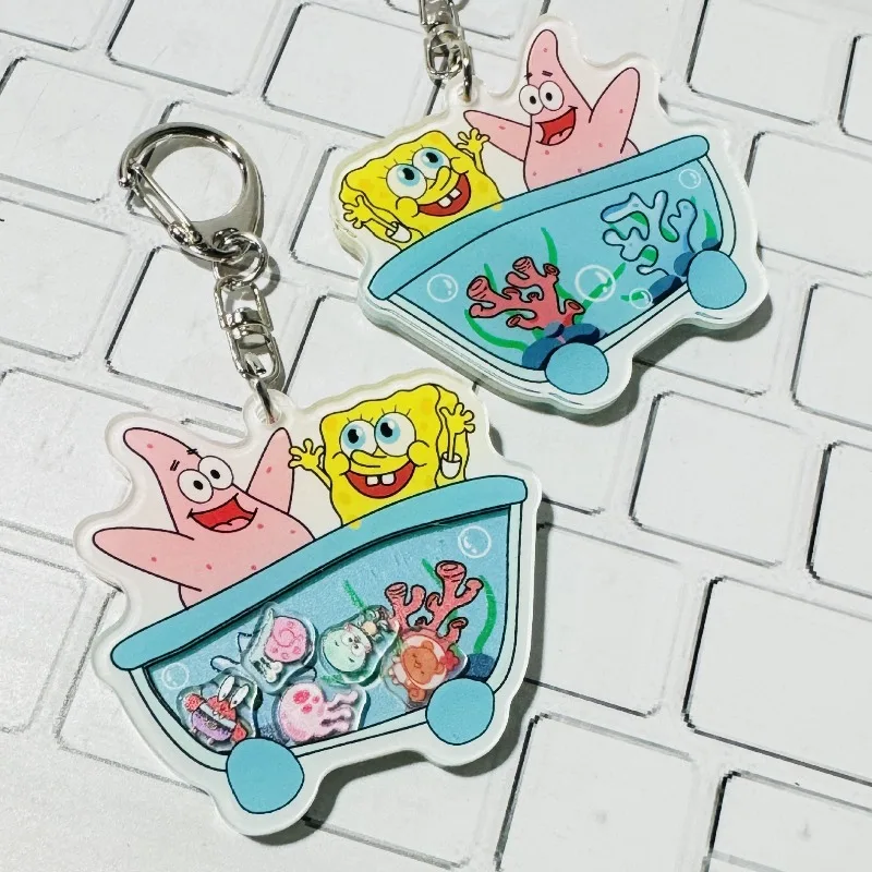 

Kawaii SpongeBob SquarePants Acrylic Swinging Pendant Girl's Small Gift Pie Big Star Keychain