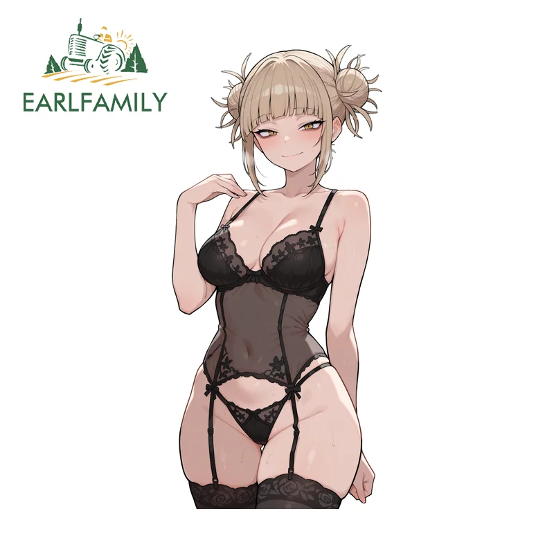 EARLFAMILY Toga Himiko Anime Sexy Girl Car Stickers Lovely Computer Cool DIY Decal Sunscreen Car Gold Decoration Accessories
