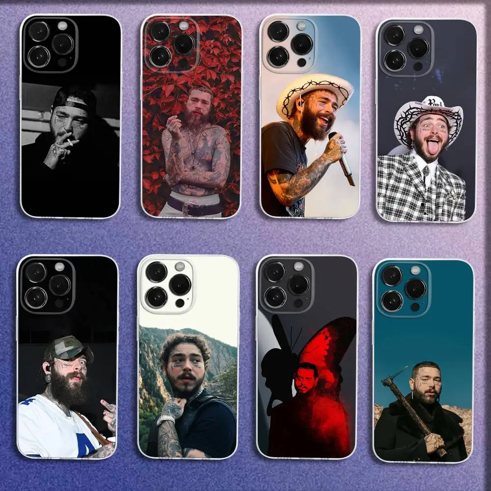 

Phone Case For iPhone 16,15,14,13,12,11 Plus,Pro,Max,XR,XS,Plus,E,Mini Transparent Singer P-Post M-MaloneS Cover