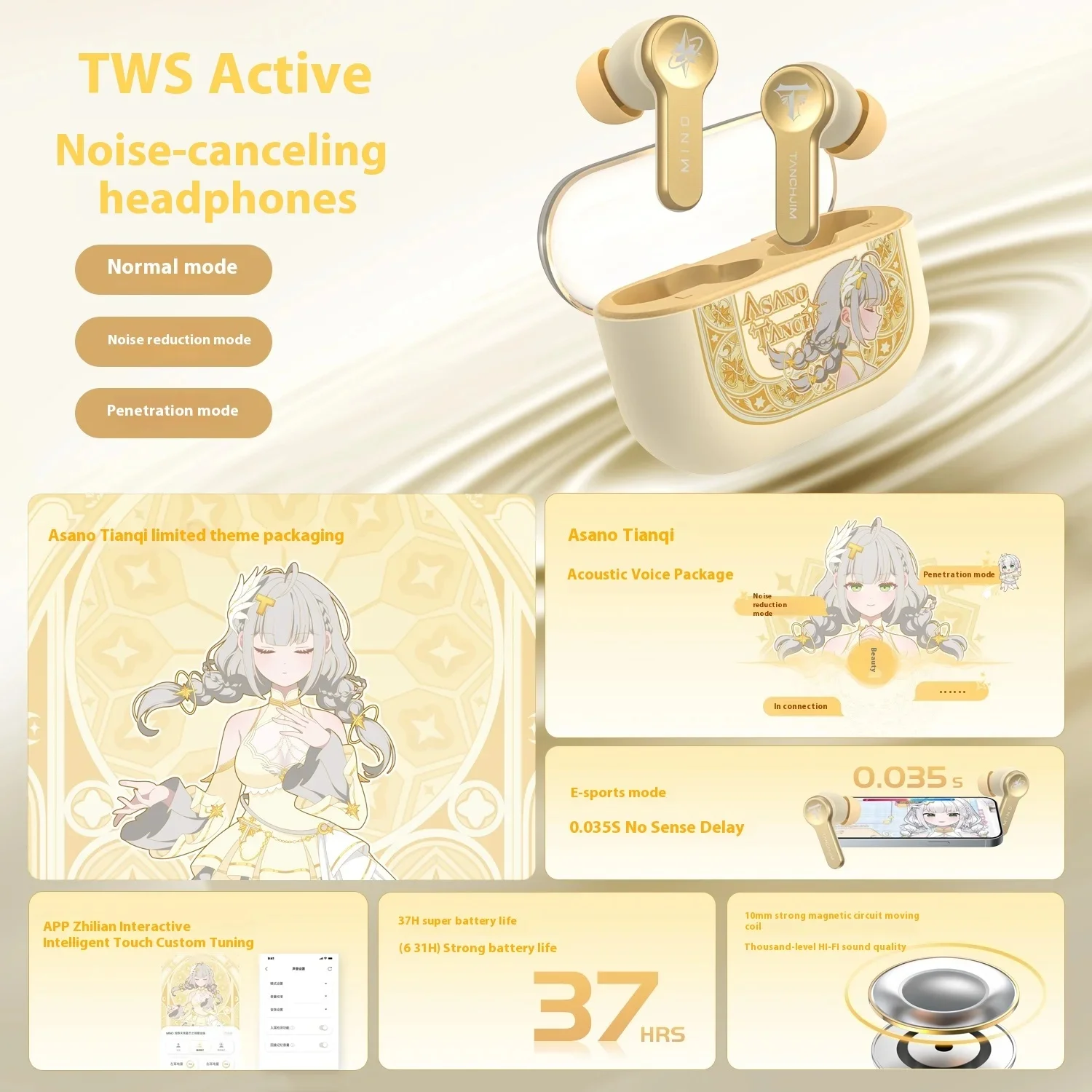 Tanchjim Mino Bluetooth Earphone TWS In-Ear Earbuds Customize 10mm Dynamic Driver ANC IPX4 Waterproof Ture Wireless Earbuds Gift