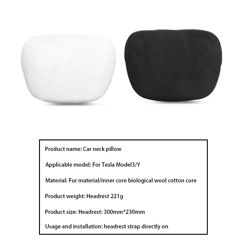 

For Tesla Model 3/Y Car Seat Headrest Neck Pillow Model S/X Soft Comfort Memory Cushion Protect Cover Accessories Black/white