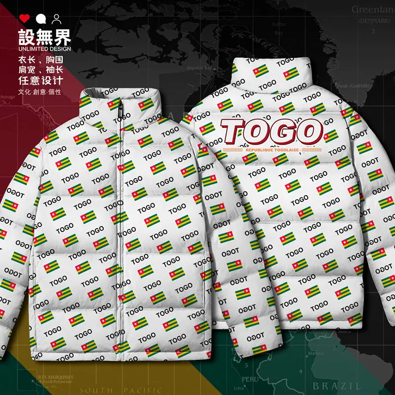 Togo Togolese Togolaise TG TGO country flag piumini d'anatra bianchi giacca uomo fashion Design caldo Casual nuovo piumino invernale