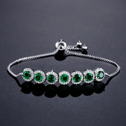 RAKOL New Round Water Drop Shaped Zircon Pull Bracelet For Women Emerald Super Flash Link Bracelets Party Jewelry