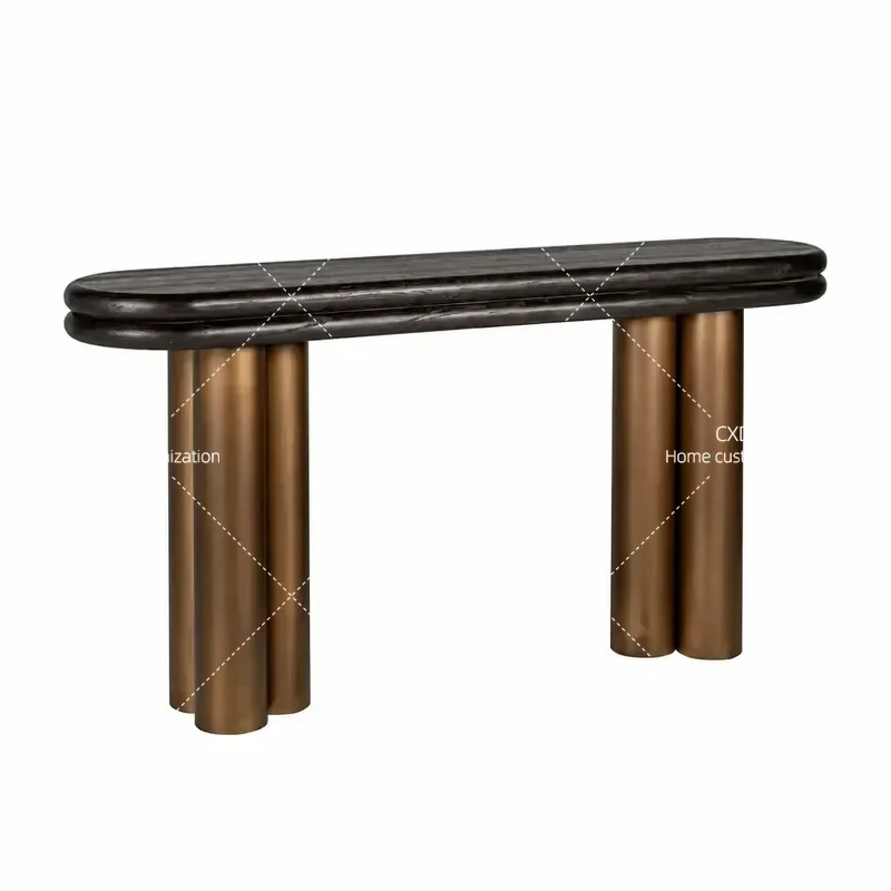 Retro Medieval Style Silent Wind Porch Table Strip Case for Aisle Corridor End View Light Luxury Decor