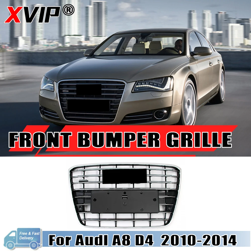 High Quality ABS Chrome Black Front Bumper Grille For Audi A8D4 2010-2014 Front Bumper Grille Radiator Grilles