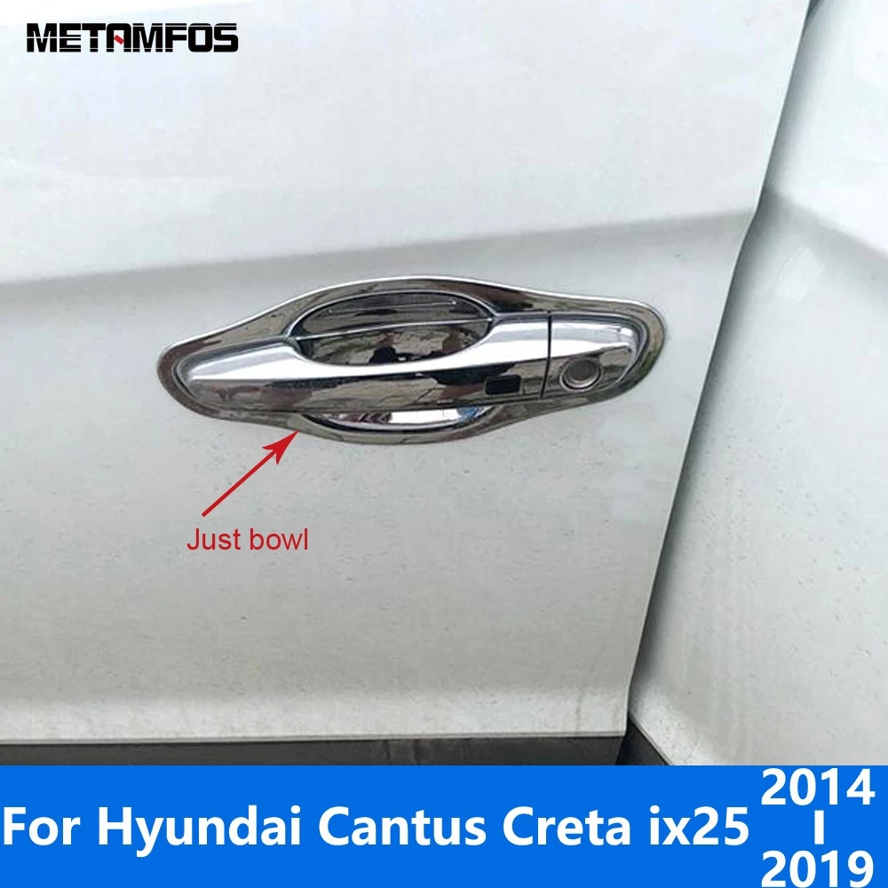 Side Door Handle Bowl Cover Molding Trim For Hyundai Cantus Creta ix25 2014 2015 2016 2017 2018 2019 Chrome Exterior Accessories