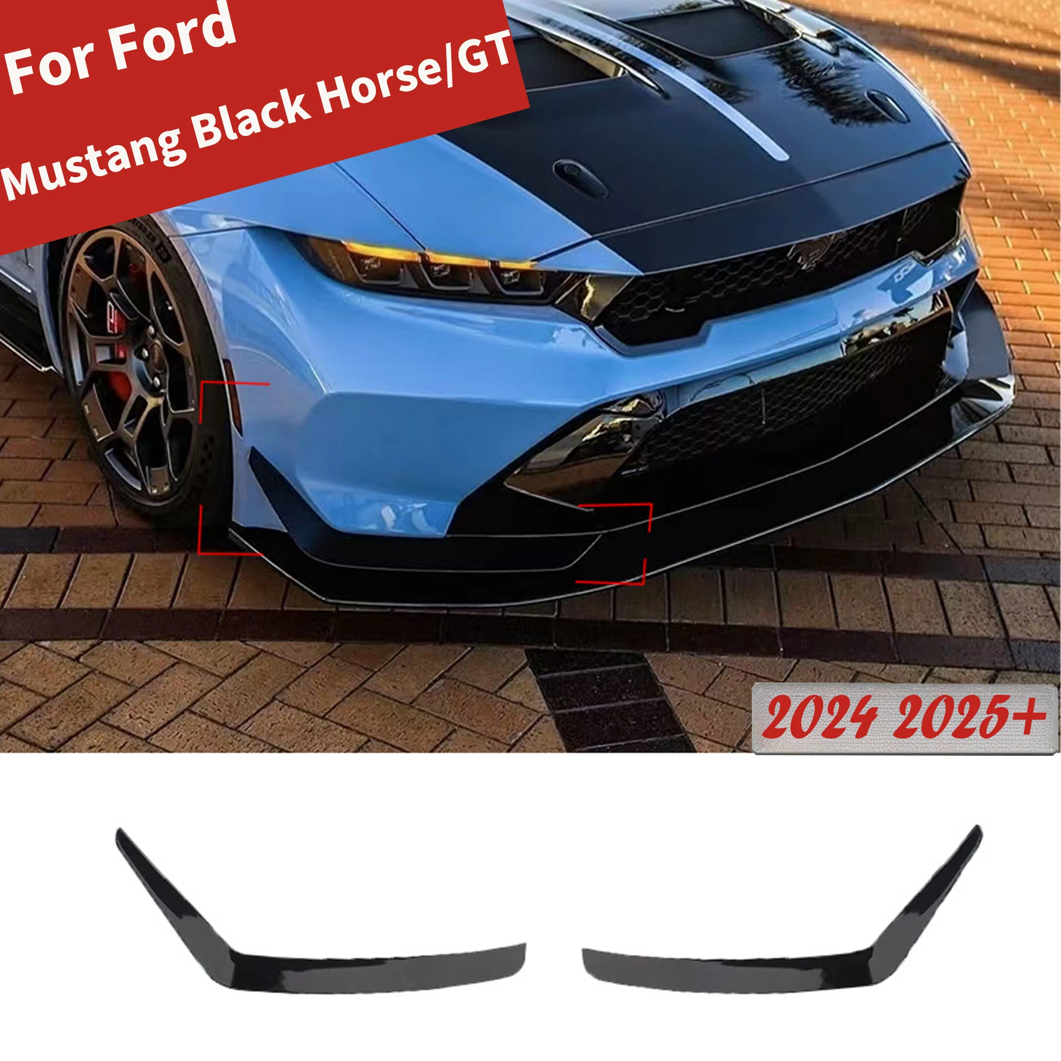 

For Ford Mustang 2024 2025+ Black Horse/GT Version Front Bumper Wind Knife Decorative Spoiler Blade Body kits Auto Accessories
