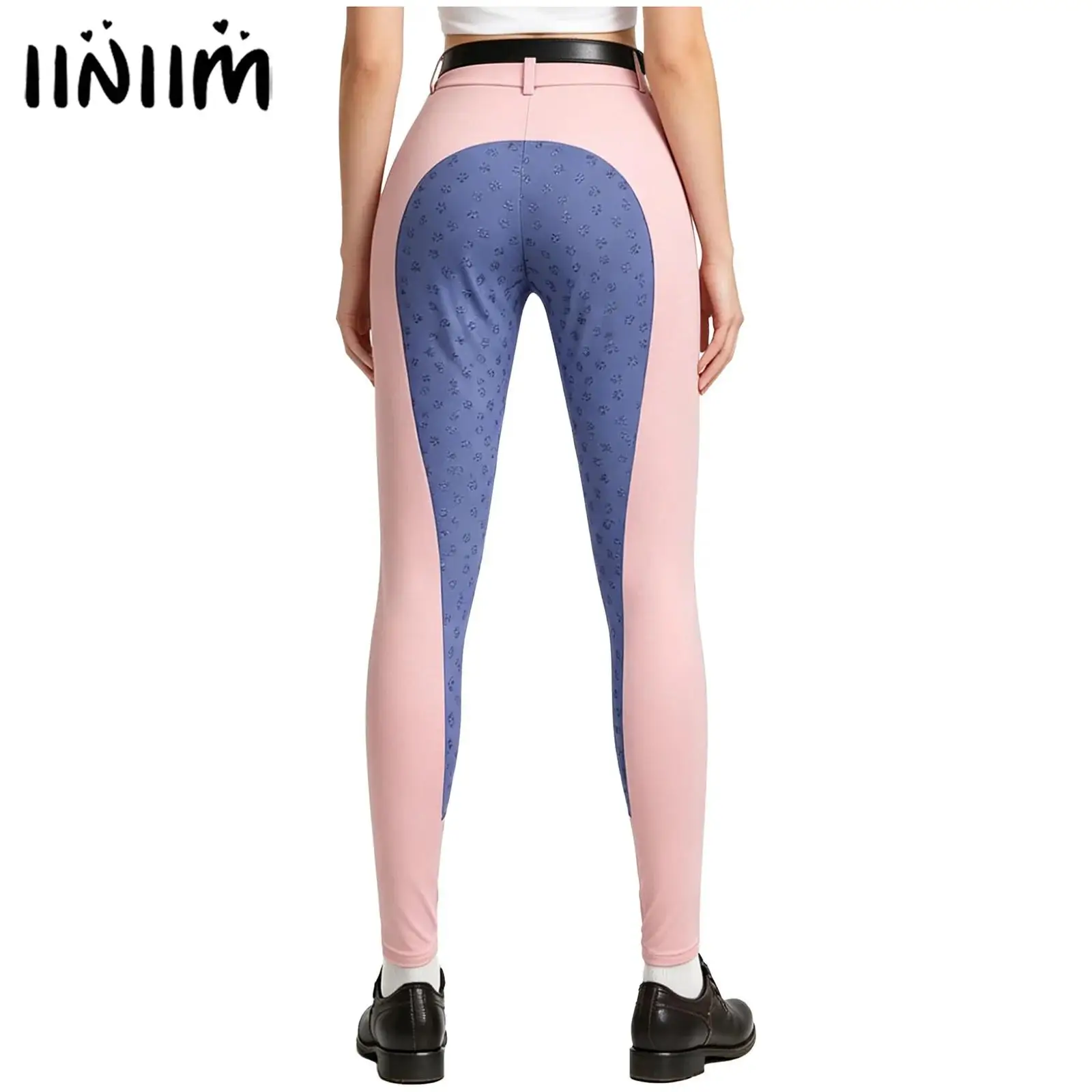 Women Horse Riding Tights Pants Tights Breeches Trousers Full Seat Silicone Training Pant Grip Functional Front Pockets Leggings