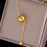 Simple Golden Ball Pendant Stainless Steel Short Necklace Non Fading Jewelry Sexy Elegent Neck Chain For Woman Gifts